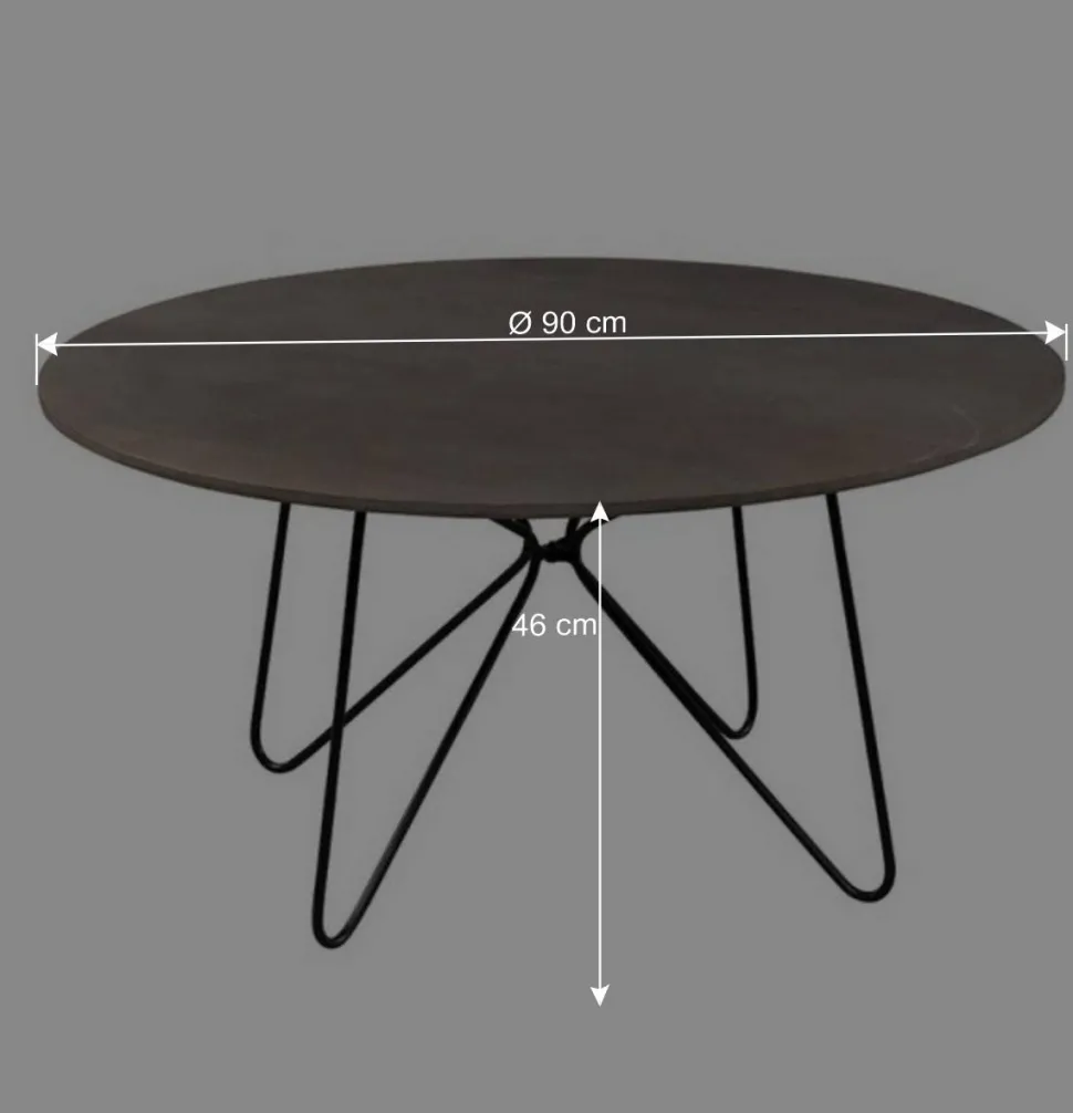 Sofatisch aus Mangobaum Massivholz in Mattsilber - Dosa