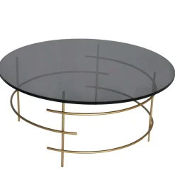 Sofatisch aus Rauchglas & Metall Goldfarben - Crontone