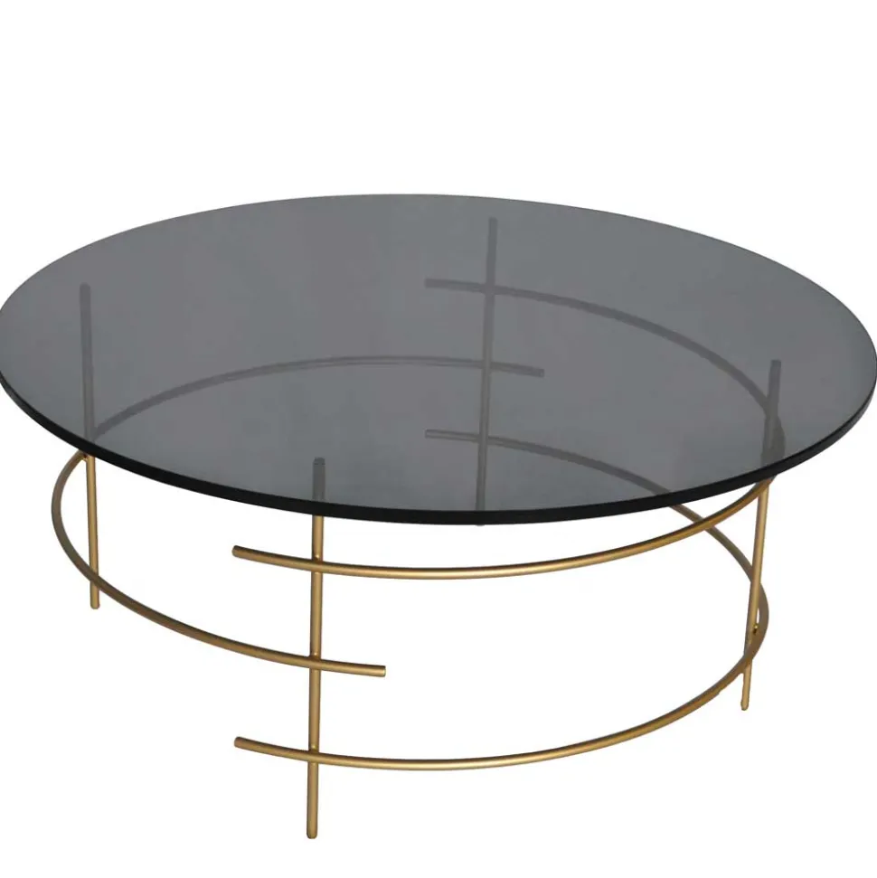 Sofatisch aus Rauchglas & Metall Goldfarben - Crontone