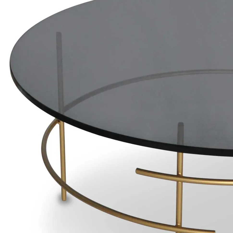 Sofatisch aus Rauchglas & Metall Goldfarben - Crontone