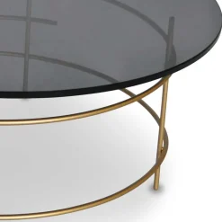 Sofatisch aus Rauchglas & Metall Goldfarben - Crontone