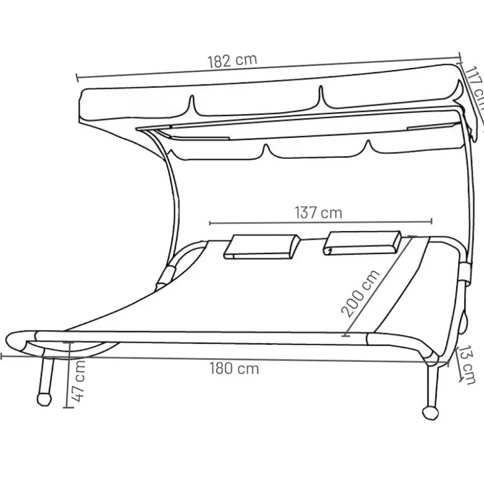 Sonnenliege für zwei Personen in Rot - Conopca