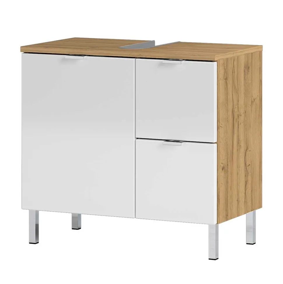 Spiegel & Beckenschrank in Weiß Glanz - Narilos (zweiteilig)