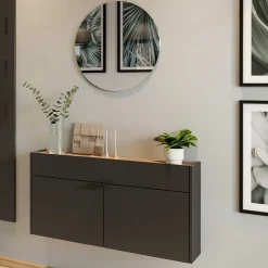 Spiegel & Hänge-Kommode & Garderobe - Sidgarus (dreiteilig)