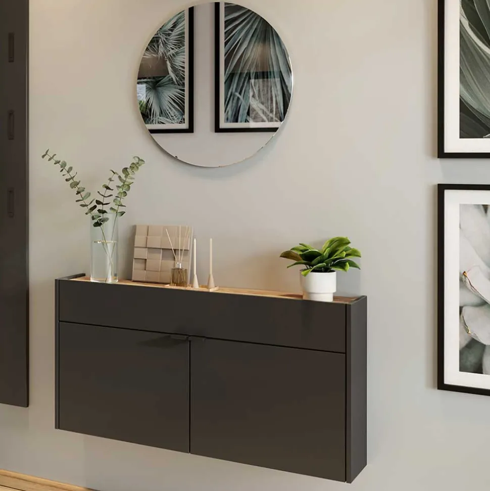 Spiegel & Hänge-Kommode & Garderobe - Sidgarus (dreiteilig)