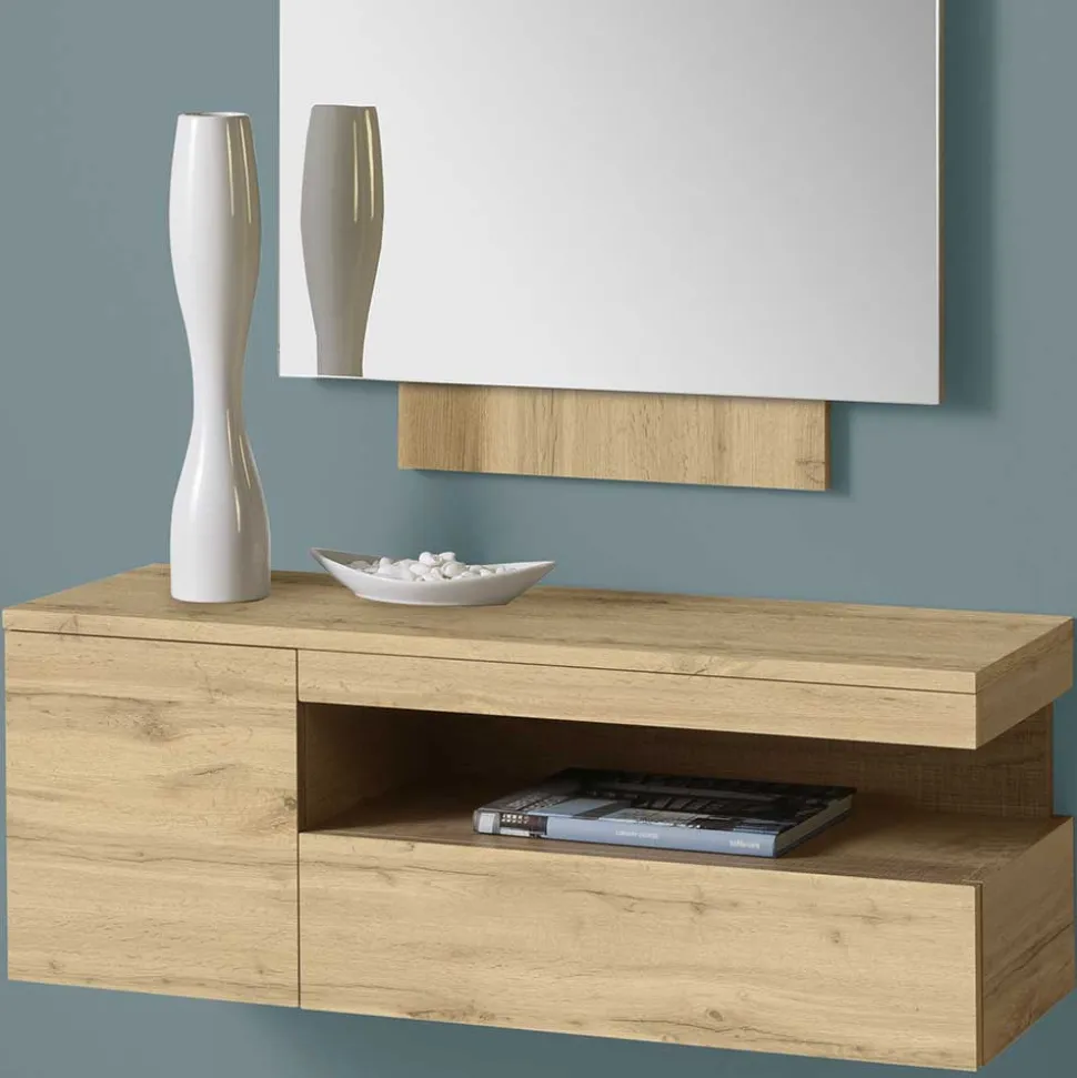 Spiegel & Hängekonsole in Wildeiche - Loriot (zweiteilig)