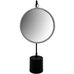 Spiegel mit Ständer in Silber und Schwarz - Fraduno
