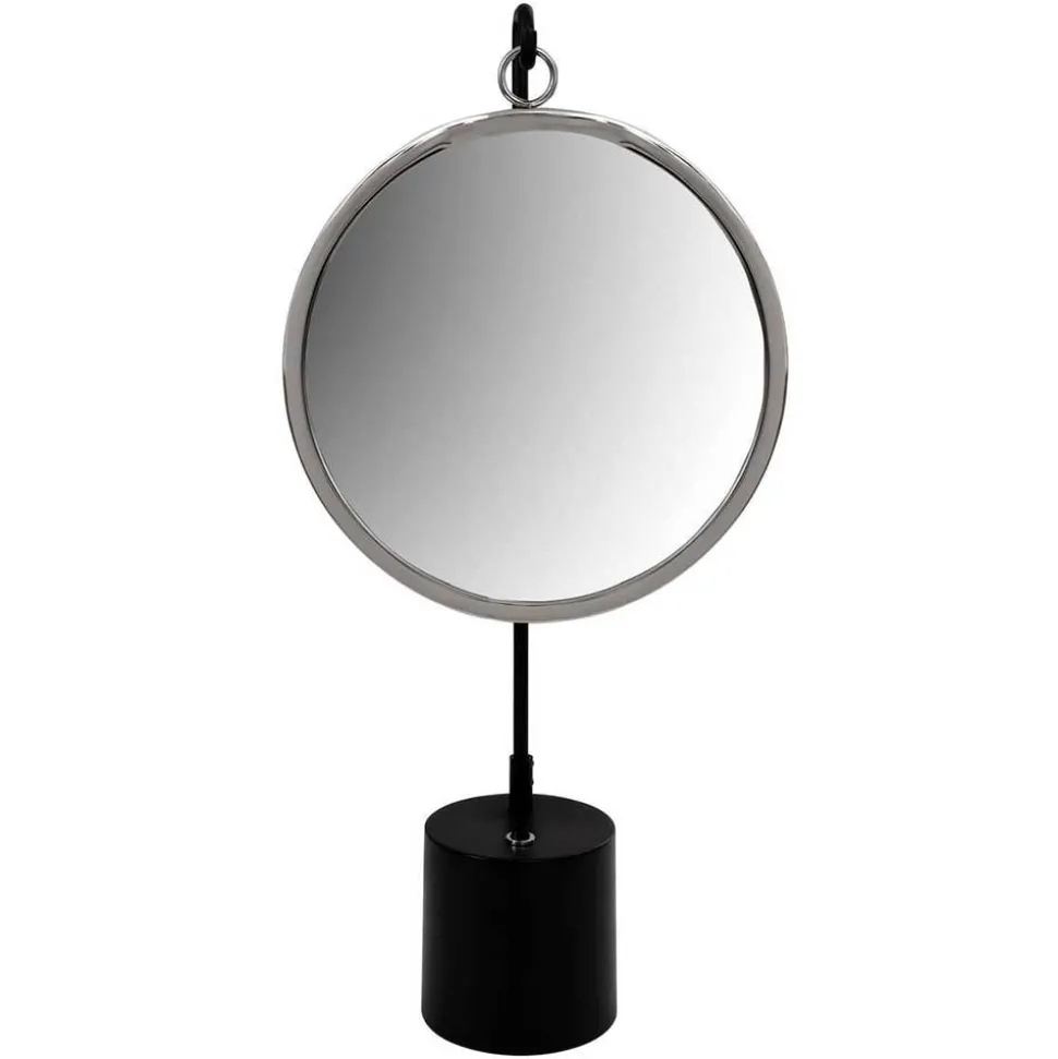 Spiegel mit Ständer in Silber und Schwarz - Fraduno
