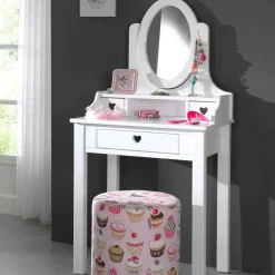 Spiegel Schminktisch Grandory in Weiß lackiert