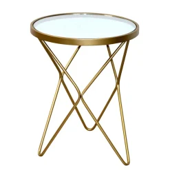 Spiegelglas Beistelltisch mit runder Platte - Loregrema