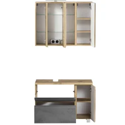 Spiegelschrank 4-türig & Unterbeckenschrank - Mia (zweiteilig)