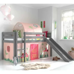 Spielbett mit Rutsche in Grau & Tunnel - Emju