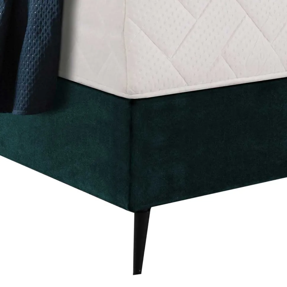 Springboxbett in Petrol Blau Stoff - Custon