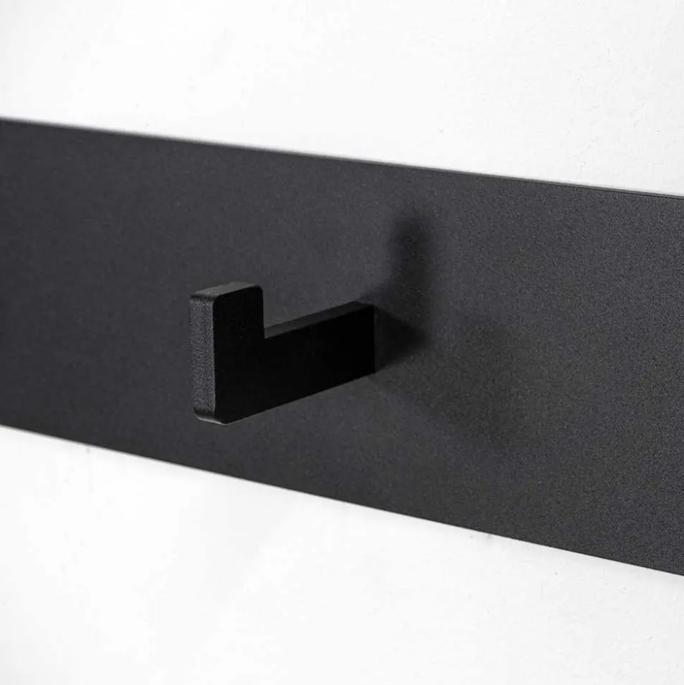Stahl Garderobe Hakenleiste in Schwarz - Sefino