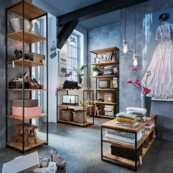 Stahl Regal mit 6 Wildeiche Böden - Sluganov