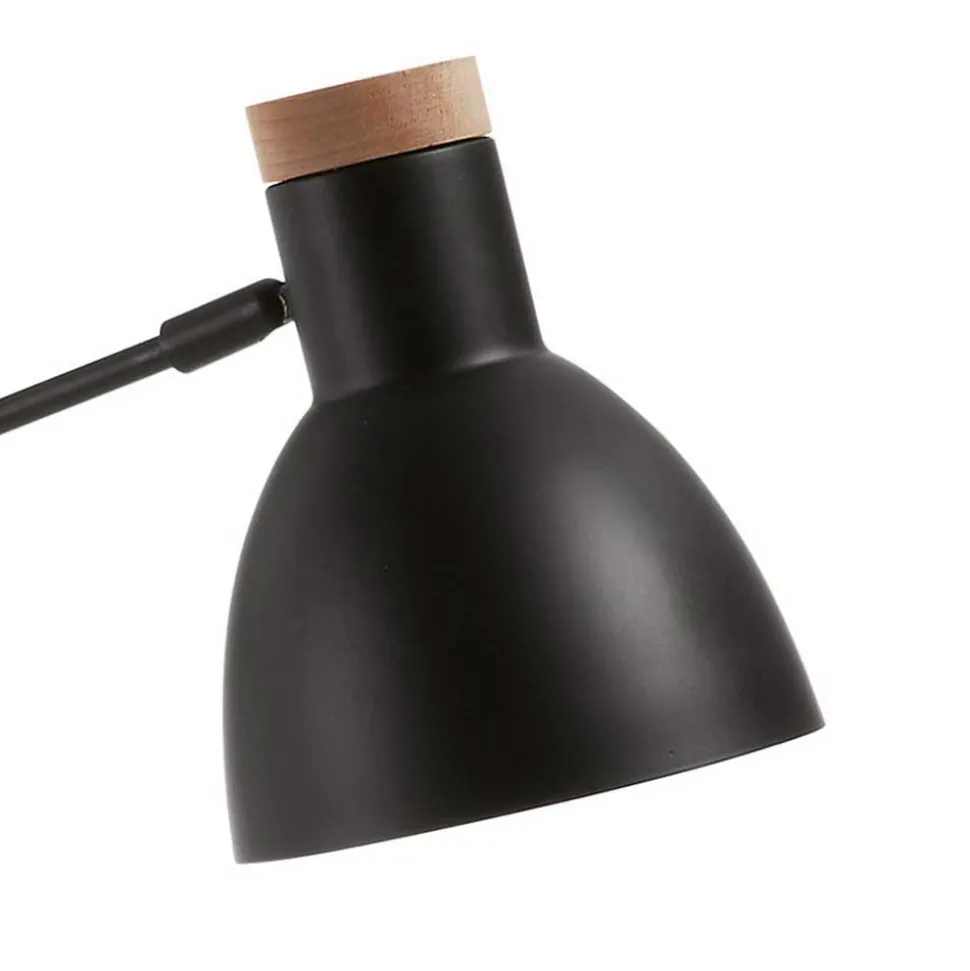 Stahl Tischlampe in Schwarz & Buche - Zandravo