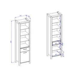 Standregal in Wildeiche NB & Schwarz - Zavorra