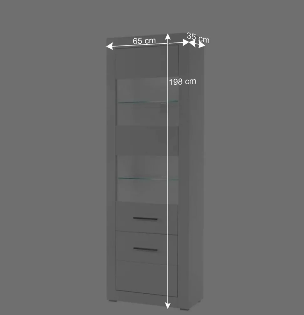 Standvitrine in Hochglanz Weiß Yulis 2-türig