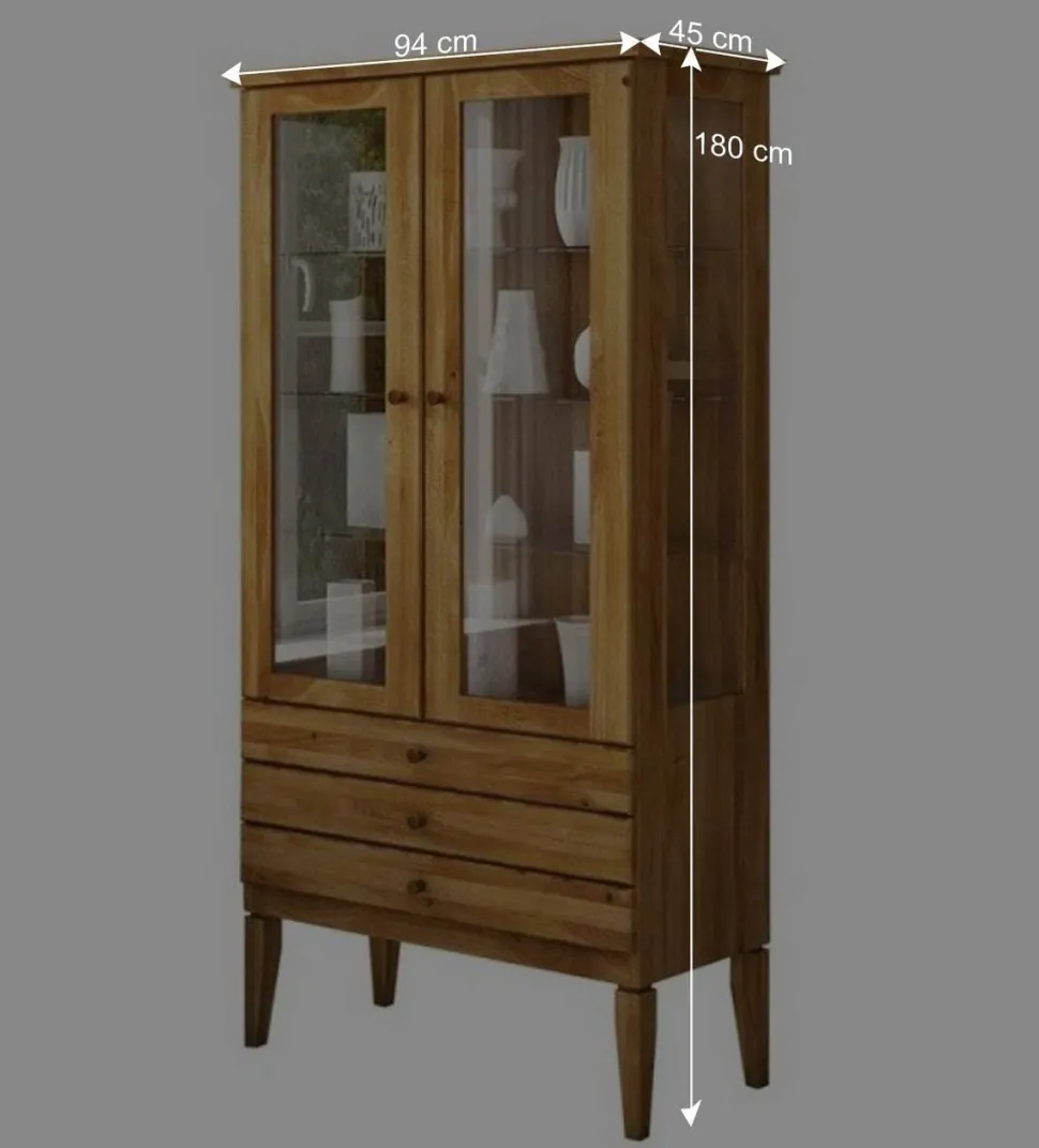 Standvitrine Masdamos aus Wildeiche massiv