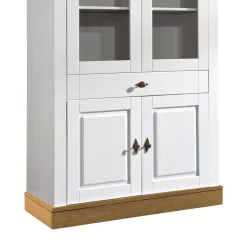 Standvitrine Sibiuta in Weiß Kiefer teilmassiv