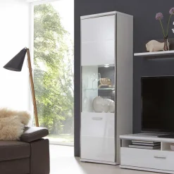 Standvitrine Tacroma in Hochglanz Weiß