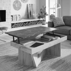 Staufach Couchtisch in Schwarzgrau & Dunkelgrau - Cadruna