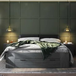 Stauraum Doppelbett in Eiche Grau - Carika