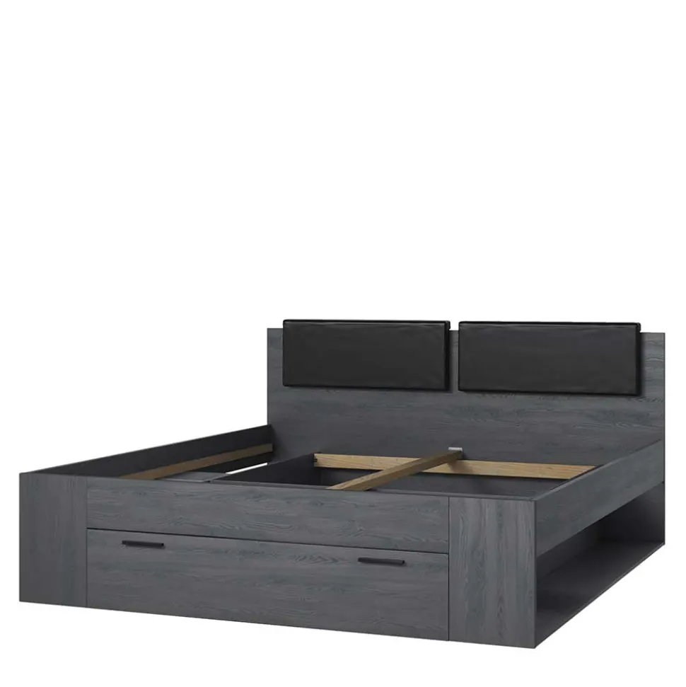 Stauraum Doppelbett in Eiche Grau - Carika