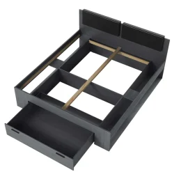 Stauraum Doppelbett in Eiche Grau - Carika