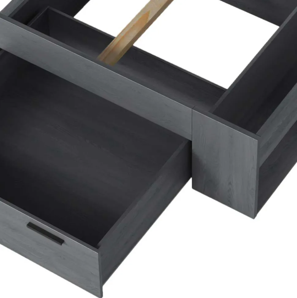 Stauraum Doppelbett in Eiche Grau - Carika