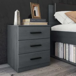 Stauraum Doppelbett in Eiche Grau - Carika