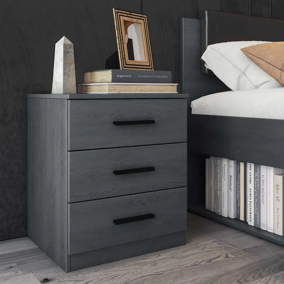 Stauraum Doppelbett in Eiche Grau - Carika