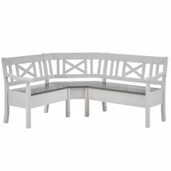 Stauraum Eckbank Yoan in Weiß mit Grau