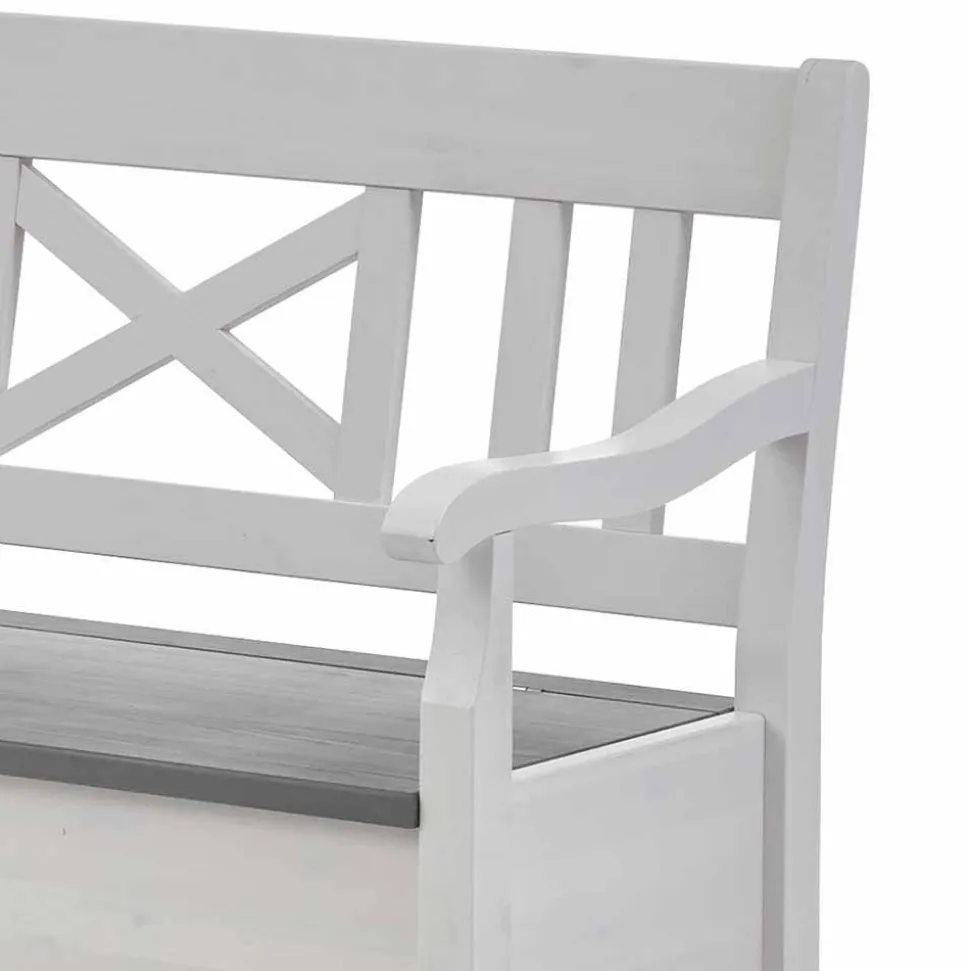 Stauraum Eckbank Yoan in Weiß mit Grau