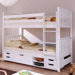 Stauraum Etagenbett in Weiß Forcia aus Kiefernholz