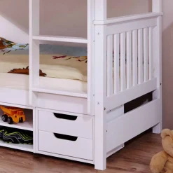 Stauraum Etagenbett in Weiß Forcia aus Kiefernholz