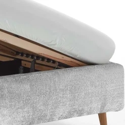 Stauraum Polsterbett aus Boucle in Grau - Tasso