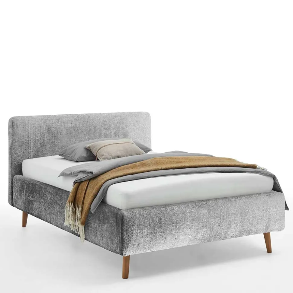 Stauraum Polsterbett aus Boucle in Grau - Tasso