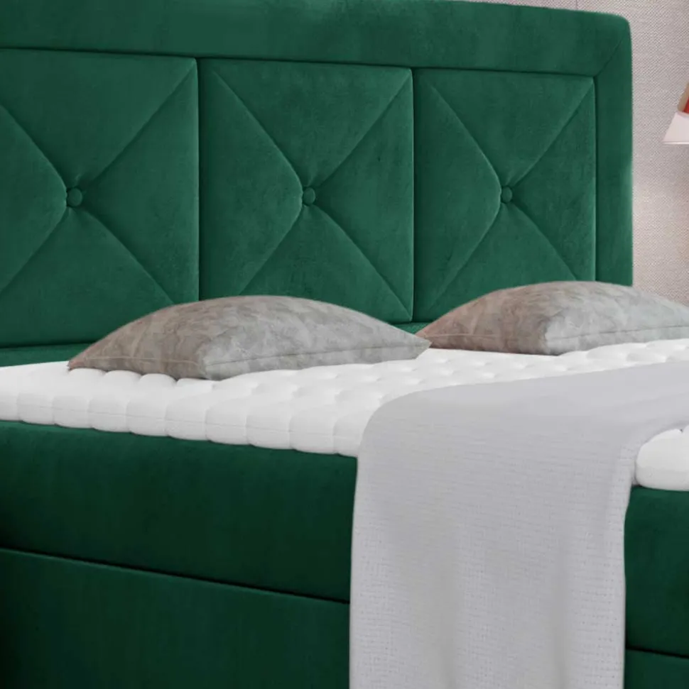 Stauraum Samtbett in Dunkelgrün - Winaray