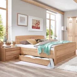 Stauraumbett Anlage aus Eiche - Sendician (dreiteilig)