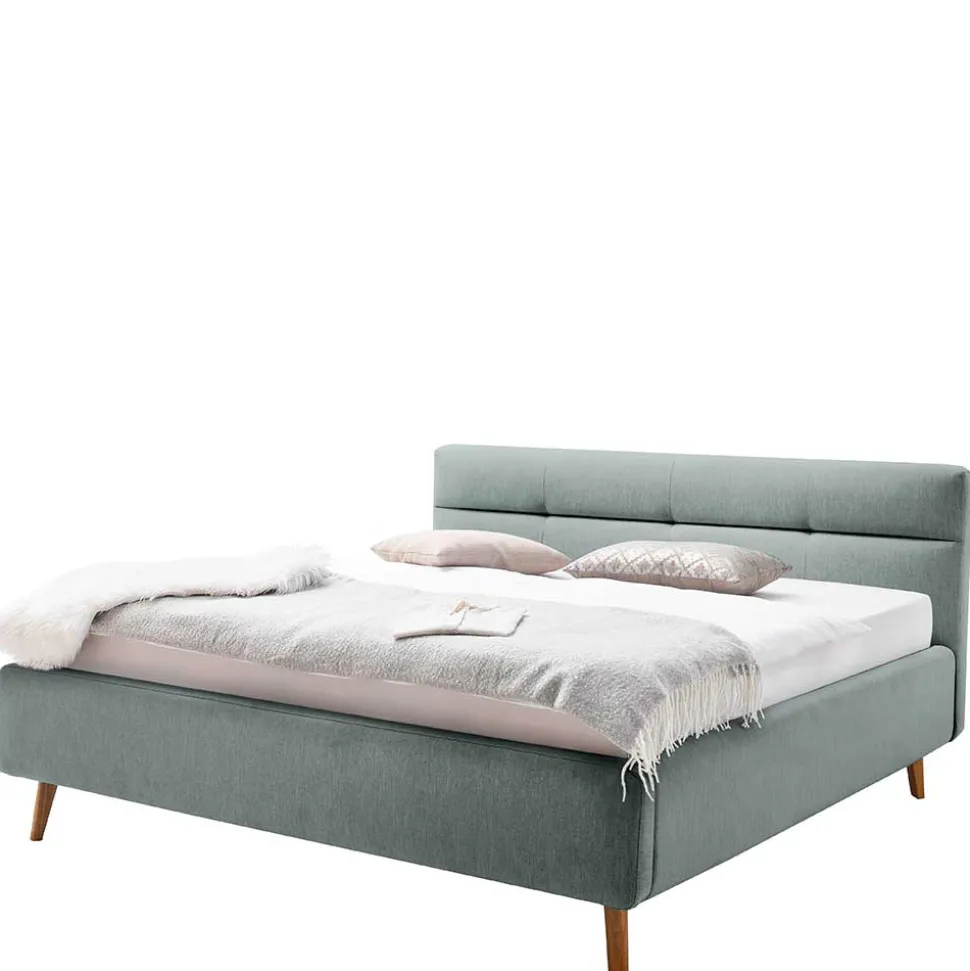 Stauraumbett in hellem Blau & Eiche - Armele