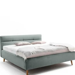 Stauraumbett in hellem Blau & Eiche - Armele