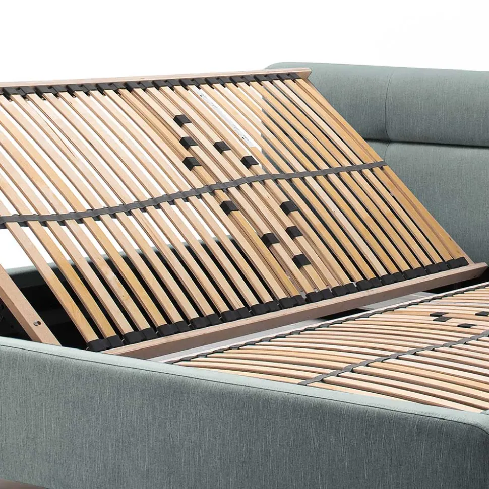 Stauraumbett in hellem Blau & Eiche - Armele