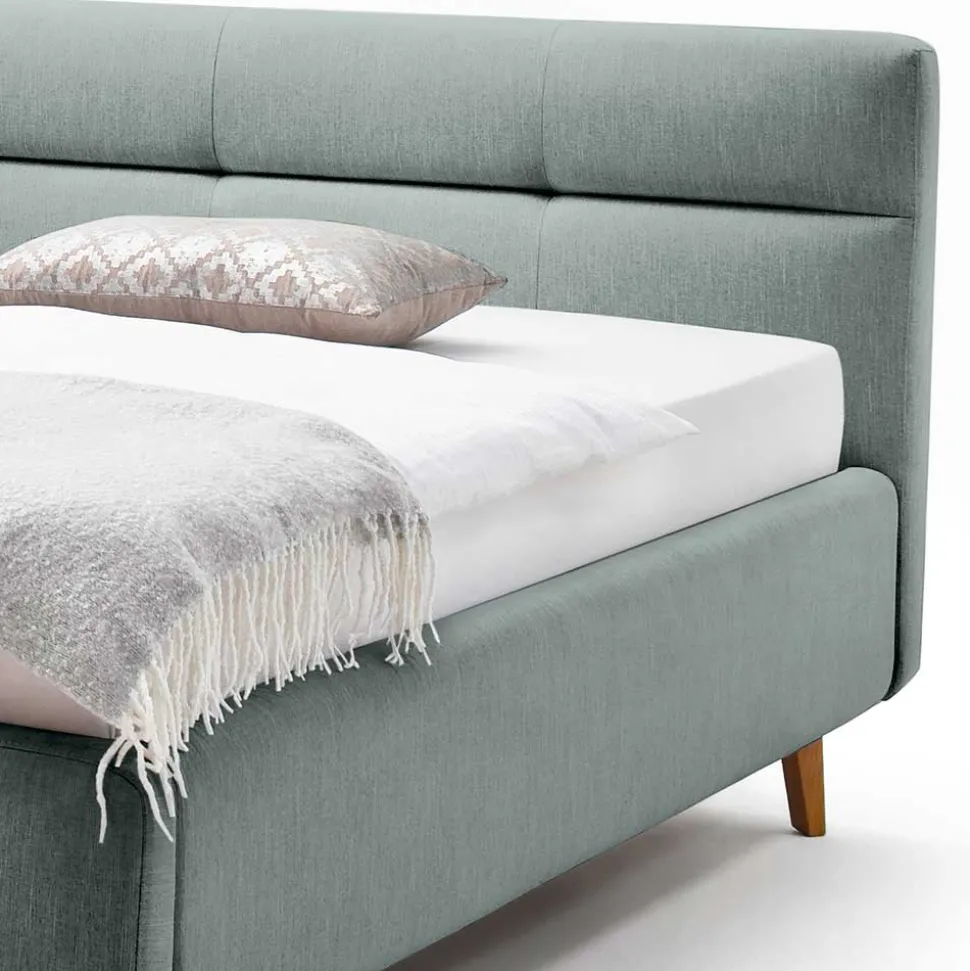 Stauraumbett in hellem Blau & Eiche - Armele