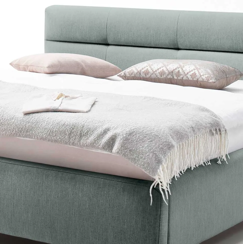 Stauraumbett in hellem Blau & Eiche - Armele