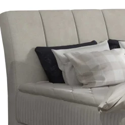 Stauraumbett mit Samtbezug in Hellgrau - Barstro