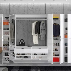 Stauraummöbel Garderobenmöbel 273x193x34 - Ejulia (vierteilig)