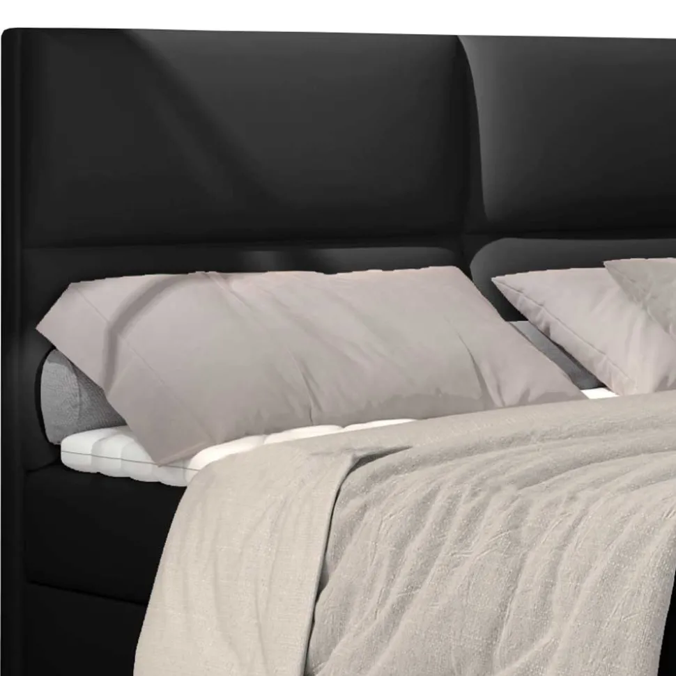 Stauraum-Polsterbett in Schwarz Kunstlederbezug - Malka