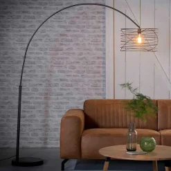 Stehende Bogenlampe mit Spiral Schirm - Petropa