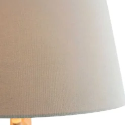 Stehlampe mit Stoffschirm und Naturholz Fuß - Longli